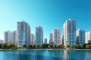 Low-rise buildings against a clear, azure sky , architecture, clear