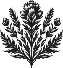 Obraz premium Acanthus flower bouquet silhouette vector illustration isolated on a white background