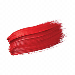 abstract smooth smudged carmine red lipstick swatch stroke isolated on transparent background
