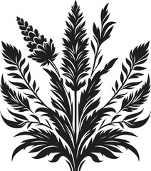 Acanthus flower bouquet silhouette vector illustration isolated on a white background