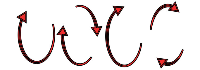 Circle arrows icon set. Round reload sign, repeat icon, refresh icon, rotate arrow icon sign and symbol, Vector illustration.