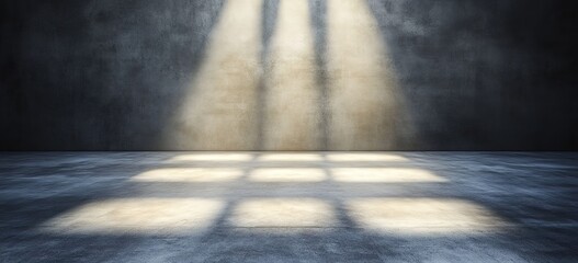 Empty Concrete Room With Light Beams And Shadows