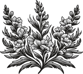 Acanthus flower bouquet silhouette vector illustration isolated on a white background