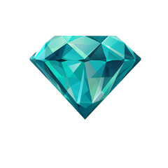 Geometric diamond icon low poly teal isolated on transparent background