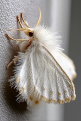 CloseUp of White Moth on Wall – National Moth Week