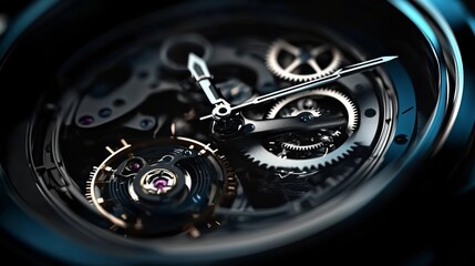 Intricate Time Watch Mechanism Close-up, watchmaking, gears