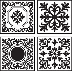 Obraz premium VIP Royal Floor Tiles Vector Silhouette – Luxury Geometric Decor Pattern