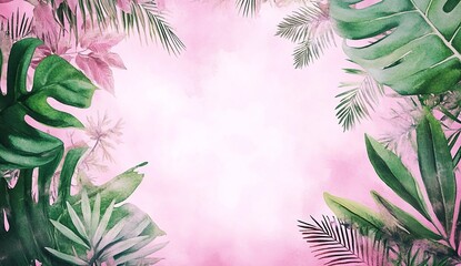 Tropical Frame With Pink Background