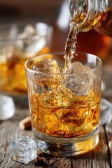 Pouring Scotch into a Glass with Ice – National Scotch Day