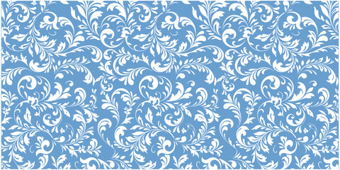 Modern art flower pattern design used to clothes fabric background, seamless pattern design blue color background.
