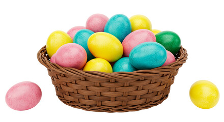 Fototapeta premium Colorful Easter Eggs in Basket: Spring Holiday Images