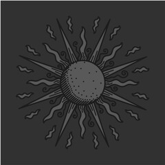 antique sun illustration; vintage solar depiction