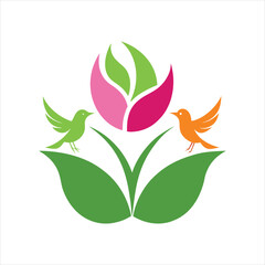Nature Inspired Bird Flower Logo Vector Art
