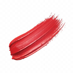 abstract smooth smudged carmine red lipstick swatch stroke isolated on transparent background