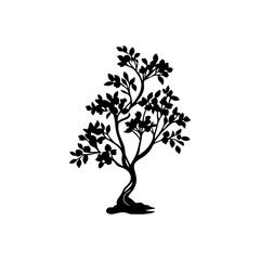 Obraz premium Elegant black tree silhouette on white backdrop showcasing nature's artistry
