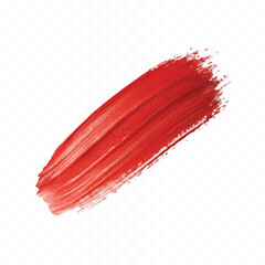 abstract smooth smudged carmine red lipstick swatch stroke isolated on transparent background
