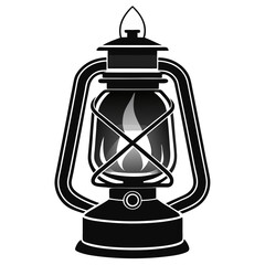 Classic Black and White Oil Lamp Silhouette