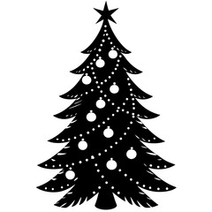 A green, isolated Christmas tree vector, perhaps a fir or pine, suggests a festive holiday decoration for the winter season