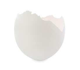 One piece of broken eggshell isolated on white