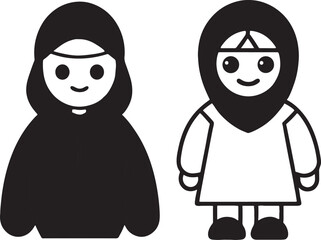 Simple Inuit Illustrations: A graphic representation of two Inuit figures, showcasing minimalistic design and cultural symbols, capturing the essence of simplicity and heritage.