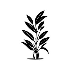 Elegant silhouette of potted plant, a botanical simplicity for design applications