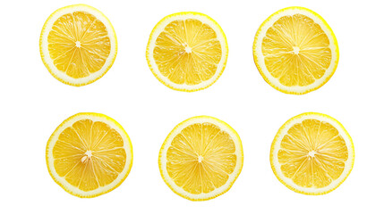 Fresh Yellow Lemon Slices Isolated on Transparent Background