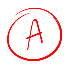 Red A Grades result mark hand drawn, Excellent Grades