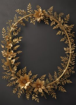 Gold accented botanical wreath, luxurious invitation border ,  elegant,  gold,  spring