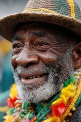 Joyful Elderly Man with Colorful Garments – Vanuatu Independence Day