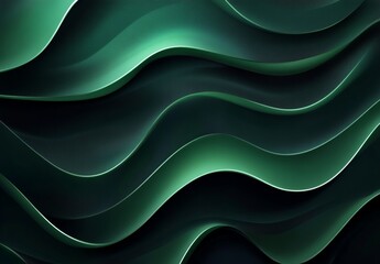 Emerald green silk fabric with an elegant, smooth, and wavy texture provides a luxurious background for clothing and textile designs