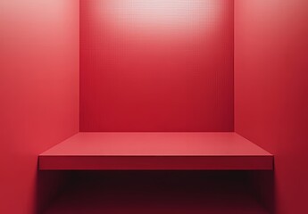 Obraz premium A sophisticated red backdrop featuring a gradated effect on both the wall and floor, ideal for product displays or presentations