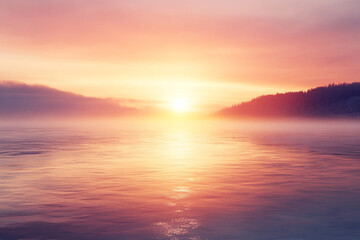 Captivating reflections of ice and water create a chaotic yet harmonious spectacle during dawn at the tranquil lake