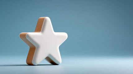 Obraz premium Glowing Star Icon in Minimalistic Design with Soft Blue Background for Creative Projects and Visualizations