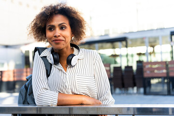 Young cuban woman enjoying city life in spain