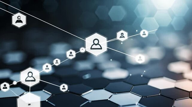 Abstract network of interconnected profiles - Powered by Adobe