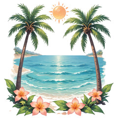 Obraz premium Island Emblem With Soft Watercolor Depth