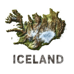 Obraz premium Realistic Iceland map with 