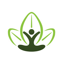 abstract body silhouette leaves logo vector symbol icon design 