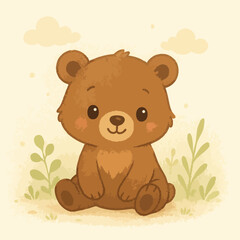 Cute Bear Print Design in Vector