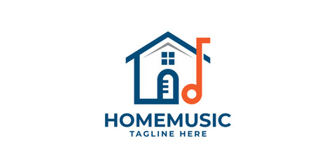house music logo with note and microphone icon in modern minimalist style