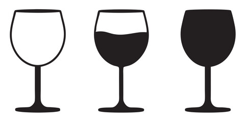 set of wine glass vector silhouette, wine glass icon vector illustration
