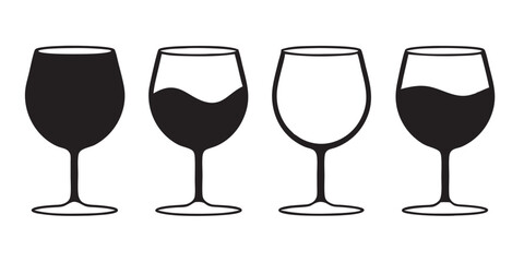 set of wine glass vector silhouette, wine glass icon vector illustration