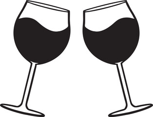 set of wine glass vector silhouette, wine glass icon vector illustration