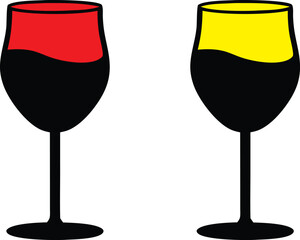 set of wine glass vector silhouette, wine glass icon vector illustration