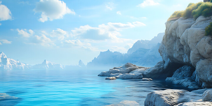 Stunning Coastal Landscape Turquoise Waters  Rocky Cliffs Wallpaper Background