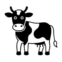 cow cartoon isolated on white vector Silhouettes