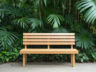 Park bench in lush foliage