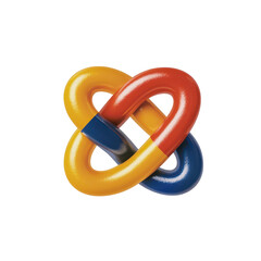 Bright and Colorful Knot Shape Design with Blue, Red, Yellow, and Orange Colors Representing Creativity and Unity on transparent background