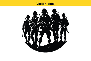 Obraz premium Vector illustration silhouette of a group of Freedom Fighter, a concept of fitness, art and independence. Happy Independence Day.