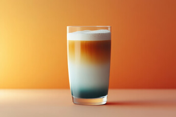 Glass of coffee with swirling cream.